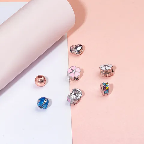DIY Κοσμήματα Charms από Κράμα Ψευδαργύρου με Στρας Σταθερό Κλιπ Χάντρες Καρδιά Αστέρι Πεταλούδα Λουλούδι Στόπερ για Βραχιόλι Κολιέ Γυναικείο