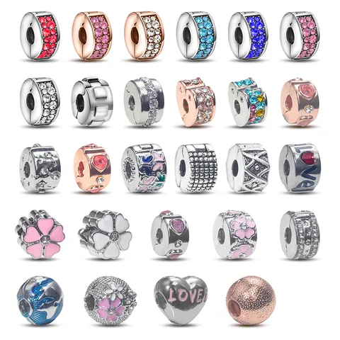 DIY Κοσμήματα Charms από Κράμα Ψευδαργύρου με Στρας Σταθερό Κλιπ Χάντρες Καρδιά Αστέρι Πεταλούδα Λουλούδι Στόπερ για Βραχιόλι Κολιέ Γυναικείο