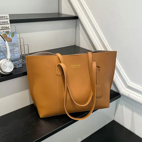 Bolso Tote de Cuero PU de Gran Capacidad para Mujer Bolso de Hombro de Viaje de Moda Versátil y Simple para el Trabajo Diario