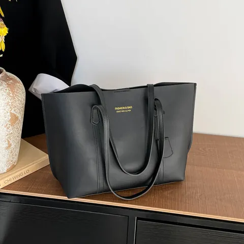 Bolso Tote de Cuero PU de Gran Capacidad para Mujer Bolso de Hombro de Viaje de Moda Versátil y Simple para el Trabajo Diario