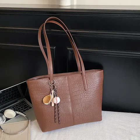 Damen Große Kapazität Krokodilmuster PU Leder Tote Bag Mode Unterarm Schultertasche Luxus Pendler Handtasche Alltagstasche