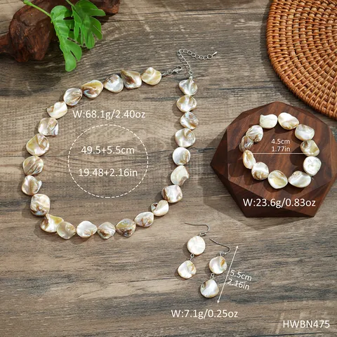 Natural Irregular Polished Shell Necklace Bracelet Earrings Collection Bohemian Vacation Handmade Fashion Jewelry For Women
