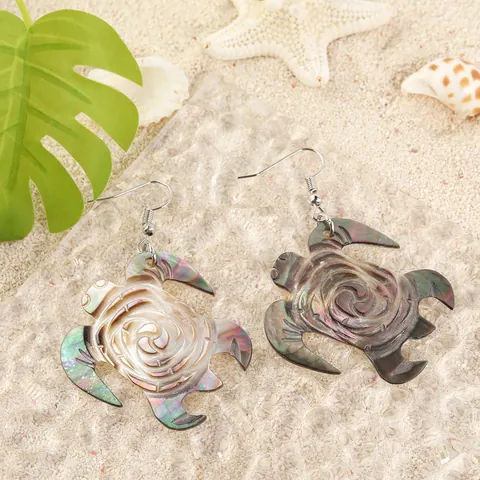 Natuurlijke Schelp Zeeschildpad Oorbellen Voor Vrouwen Hawaïaanse Oceaan Stijl Iriserend Kunstparelmoer Dieren Sieraden Cadeau