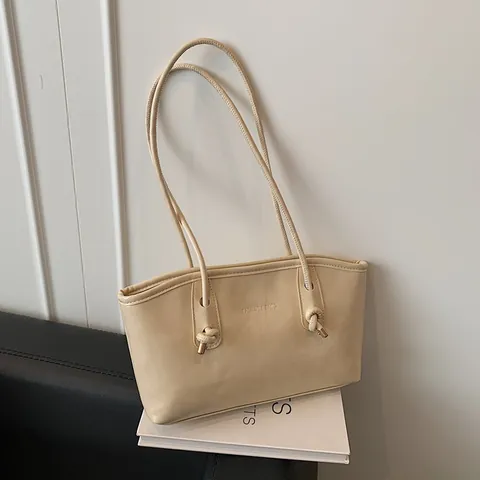 Women's Large Capacity Tote Bag PU Leather Vintage Commute Shoulder Bag Minimalist Design Handbag With Inner Pouch For Daily Use