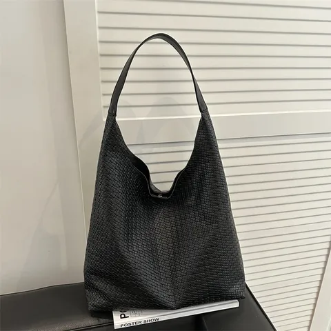 Damen Minimalistische PU Leder Gewebte Einkaufstasche Große Kapazität Hobo Umhängetasche Mit Kleiner Tasche Retro Schick Handtasche