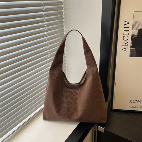 Sac Cabas Femme Imprimé Léopard Grande Capacité Sac à Épaule Hobo Matériau Durable Automne Hiver Sac à Main Décontracté