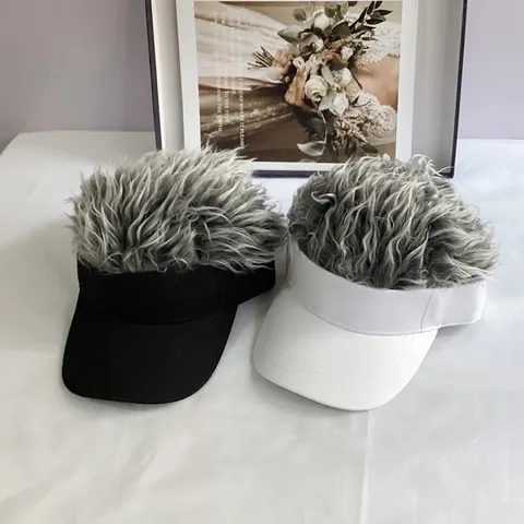 Novelty Wig Baseball Cap For Men Women Adjustable Cotton Sun Visor Hat Funny Hip Hop Streetwear Headwear Hair Piece Accessories