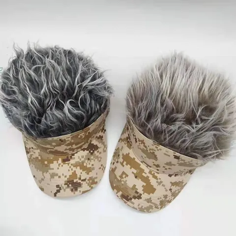 Berretto Visiera Mimetico Novità Con Parrucca Sintetica Regolabile Cappello Baseball Cotone Per Festa All'aperto