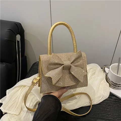 Damen Luxus Schleife Glitzer Handtasche Strass Abendtasche Promi-Stil Umhängetasche Für Party Hochzeit Abendessen
