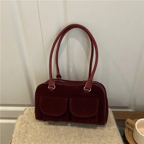 Borsa Sottobraccio in Camoscio Retro per Donna Grande Capacità Borsa Tote Minimalista Smerigliata Borsa a Tracolla Vintage per Pendolarismo Quotidiano Borsa a Mano Donna Versatile