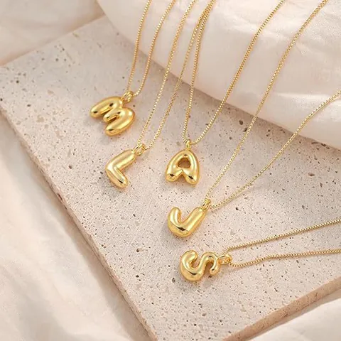 Edelstahl Vergoldet Blase Initial Anhänger Halskette Für Damen Dainty Alphabet Schmuck Spiegelglanz Finish