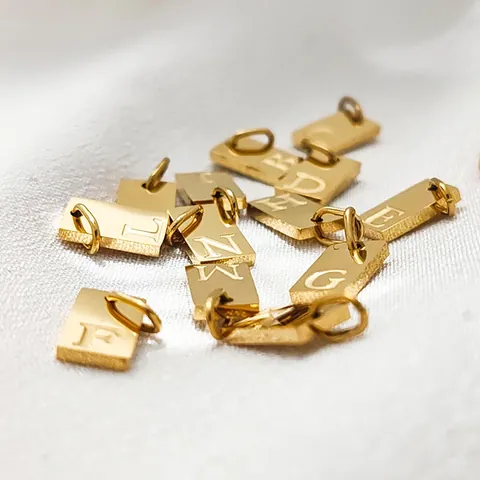 Stainless Steel English Initial Alphabet Pendant DIY Jewelry Making Accessories Gold Silver 26 English Letters Rectangle Tag Charm