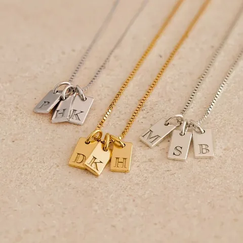 Roestvrij Staal Rechthoek Engelse Initiële Letter Hanger Voor Sieraden Maken DIY Goud Zilver Alfabet Kleine Tag Charm Sieraden Accessoire