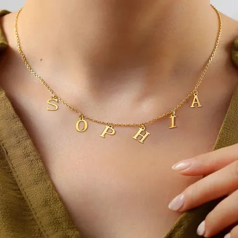 Stainless Steel Initial Name Necklace For Women IP Gold Plated Letter Pendant O-Chain Elegant Commute Jewelry Gift