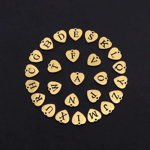 Collier Pendentif Lettre Cœur en Acier Inoxydable Minimaliste Avec Fermoir Cabillot Or Argent Alphabet A-Z Bijoux Mode pour Femmes