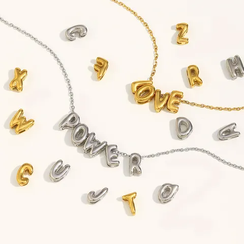 3D Bubble Initial Pendant Stainless Steel Hollow Letter Charm For DIY Jewelry Necklace Making Pendant Only Without Chain Women