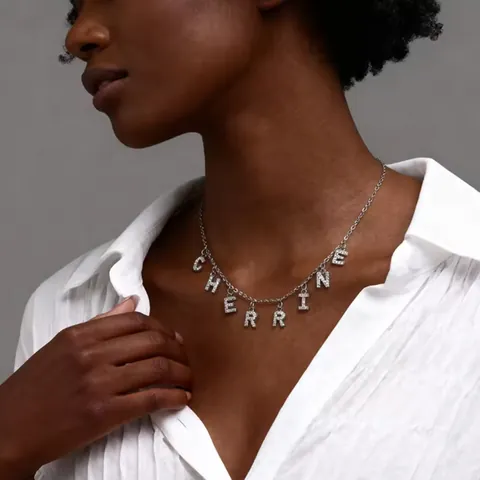 Edelstahl Kette Kupfer Zirkonia Personalisierte Name Anfangsbuchstabe Anhänger Halskette Mode Gold Silber Vergoldet Choker Schmuck Für Damen