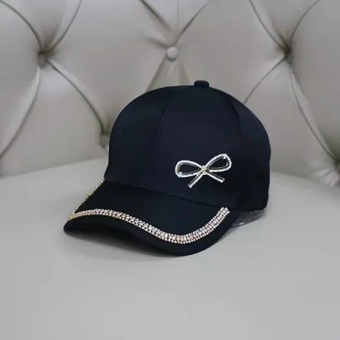 Damen Schleife Strass Baseballkappe Mode Funkelnd Verstellbar Sonnenhut Casual Outdoor Atmungsaktiv Schirmmütze Für Damen