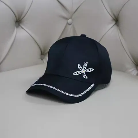 Berretto da Baseball in Poliestere con Strass a Stella Marina da Donna Regolabile Luccicante Fiore Estate Protezione Solare Cappello Casual