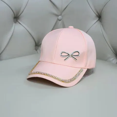 Damen Schleife Strass Baseballkappe Mode Funkelnd Verstellbar Sonnenhut Casual Outdoor Atmungsaktiv Schirmmütze Für Damen