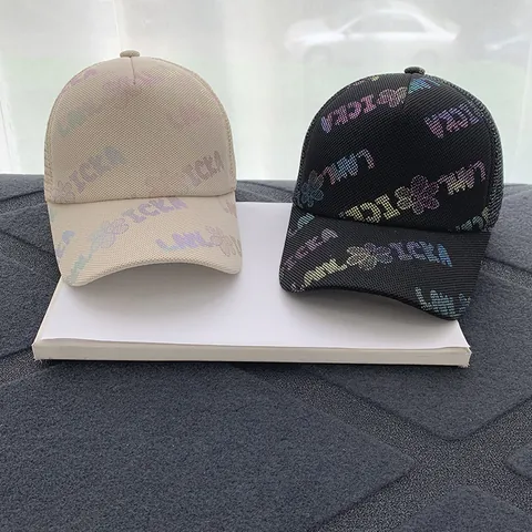 Damen Mode Blumen Buchstaben Druck Trucker Hut Atmungsaktive Netz Baseballkappe Sommer Outdoor Sonnenschutz Einstellbar Sonnenhut