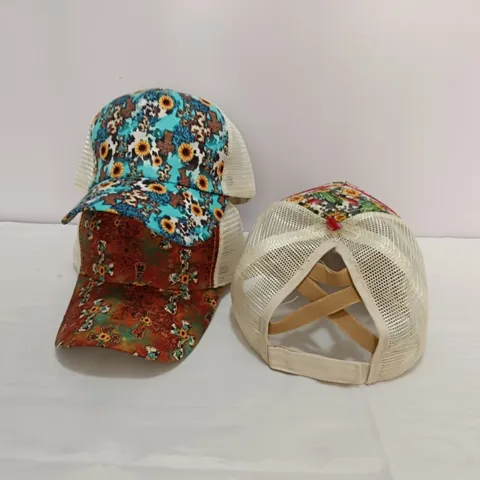 Dames Kruislings Paardenstaart Honkbalpet Ademende Mesh Trucker Pet Met Zonnebloem Luipaard Azteekse Print Zomer Zonnehoed