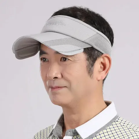 Summer Retractable Brim Sun Visor Hat For Women Men Outdoor UV Protection Large Brim Mesh Topless Cap Embroidered Letter Sport Hat