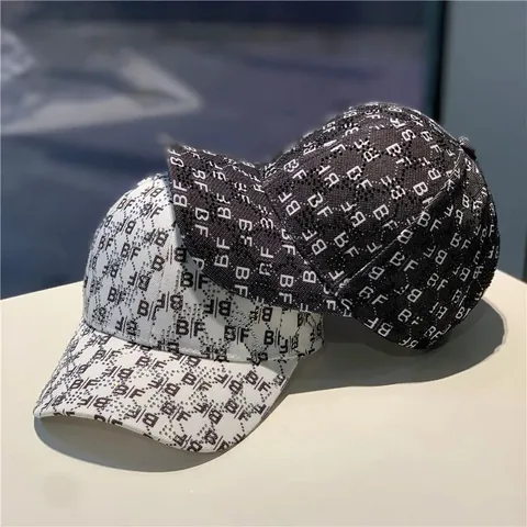 Cappello da Baseball da Donna alla Moda con Monogramma BF e Strass Stampa a Lettere in Denim Bling Cappello da Sole Regolabile Streetwear
