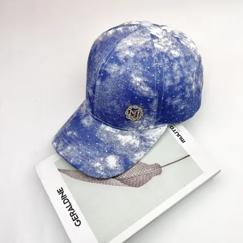 Gorra de Béisbol de Moda Tie Dye para Mujer con Adornos de Strass Logotipo Letra M Sombrero de Sol Ajustable de Algodón
