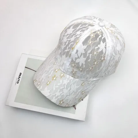 Casquette Baseball in Pizzo Donna Mesh Traspirante Cappello Sole Ricamo Floreale Traforato Regolabile Outdoor Estate