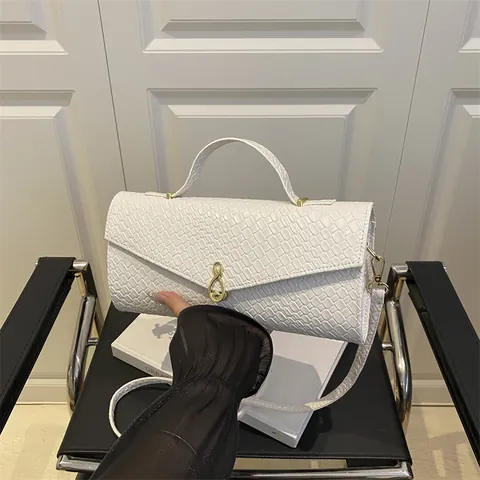 Women Fashion PU Leather Shoulder Bag Woven Texture Crossbody Handbag With Metal Musical Note Lock Daily Chic Square Bag