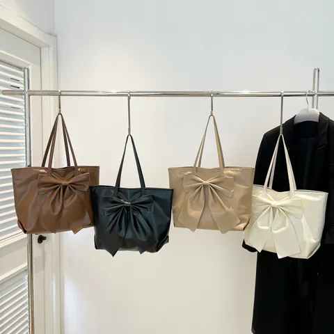 Große PU Leder Tote Bag Mit Großer Schleife Elegante Damen Schultertasche Für Den Täglichen Weg Zur Arbeit