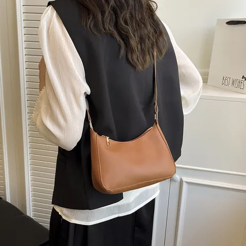 Sac à Épaule en Cuir PU pour Femmes Minimaliste Demi-Lune Hobo Sac Sous le Bras Bandoulière pour Quotidien Travail Femme