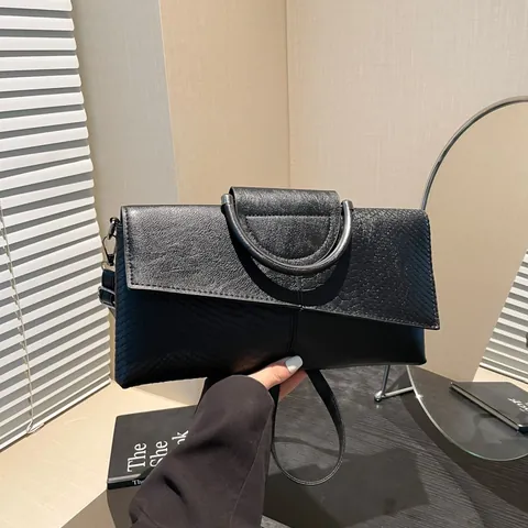 Patchwork Schlangenmuster PU Leder Handtasche Für Damen Metallring Griff Umhängetasche Abend Clutch Elegante Tägliche Geldbörse