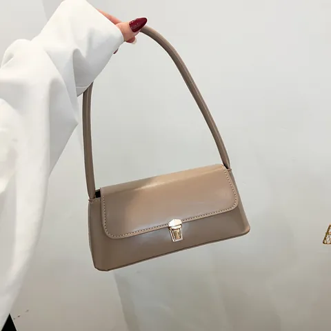 Vintage PU Leder Unterarmtasche Für Damen Sommer 2025 Minimalistische Schulterhandtasche Mit Goldener Metallschnalle Alltagstasche