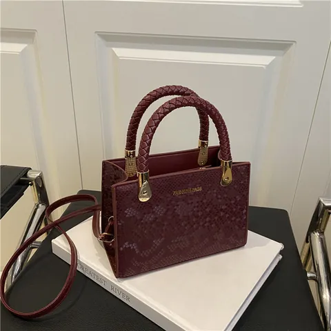 Borsa a Mano da Donna in Pelle PU con Motivo a Serpente Retro Con Manico Intrecciato Borsa a Tracolla Fashion Piccola Quadrata