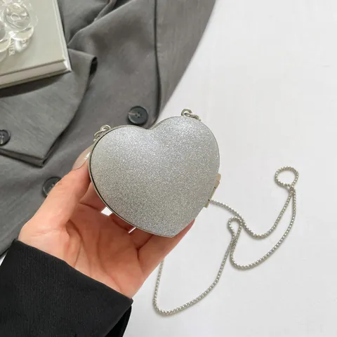 Damen Mini Herzform Pailletten Glitter Schultertasche Exquisite Kette Crossbody Münzbörse Party Abend Schmucktasche Geschenk