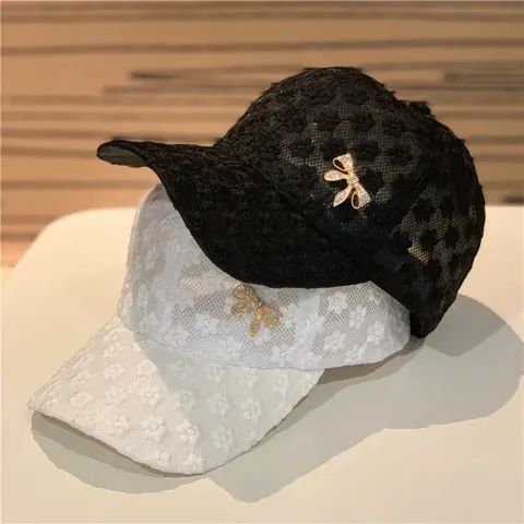 Cappellino da Baseball in Pizzo Floreale Dolce da Donna Con Fiocco in Strass Cappello Parasole Estivo Traspirante Regolabile