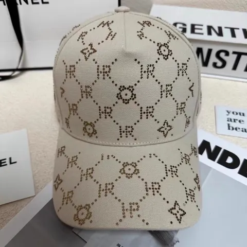 Berretto da Baseball Donna Lusso con Strass Lettera HR Monogramma in Cotone Regolabile Cappello Parasole Bling per Viaggi Outdoor