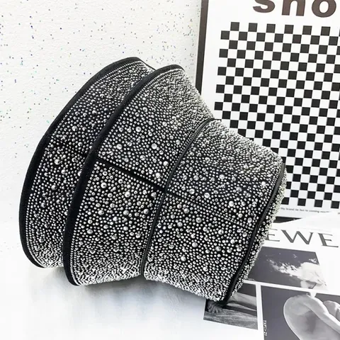 Sombrero de Pescador con Diamantes de Imitación Brillantes para Mujer Lujo Protección Solar Moda Callejera