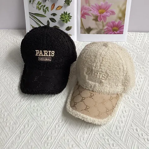 Berretto da Baseball in Lana di Agnello alla Moda da Donna PARIS ORIGINAL Ricamo Strass Inverno Caldo Morbido Cappello