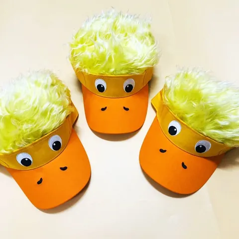 Funny Cartoon Eyes Visor Hat With Faux Fur Wig Creative Gag Gift Adjustable Hip Hop Outdoor Sun Hat For Men Women Party