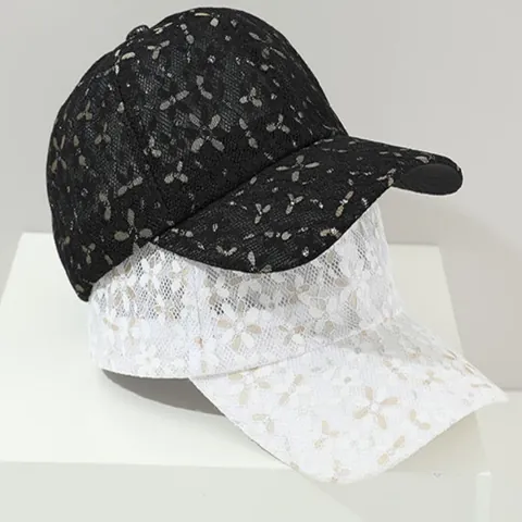 Damen Spitze Blumen Stickerei Baseballkappe Süß Aushöhlung Atmungsaktiv Sommer Sonnenschutz Verstellbar Mode Outdoor Hut