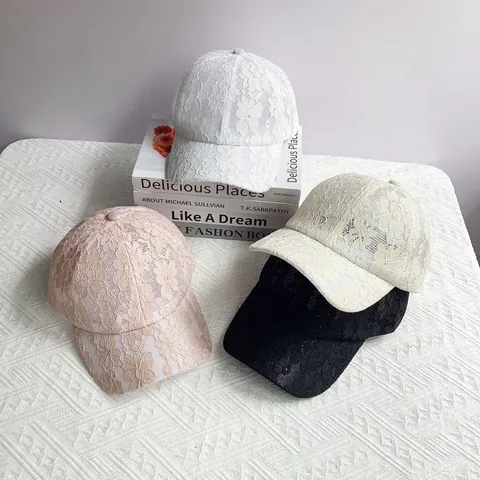 Cappello da Baseball da Donna in Pizzo a Fiori Traforato Traspirante Parasole Dolce Elegante Regolabile Moda Estiva per Esterno