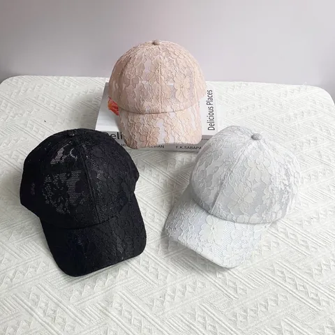 Cappello da Baseball da Donna in Pizzo a Fiori Traforato Traspirante Parasole Dolce Elegante Regolabile Moda Estiva per Esterno