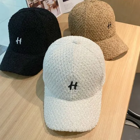 Winter Warme Teddy-Fleece Baseballkappe Für Damen Herren Mode Buchstabe H Stickerei Bouclé Verstellbar Sonnenhut Casual Sport