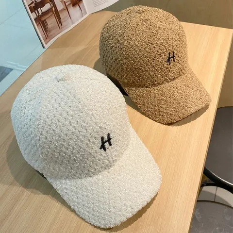 Winter Warme Teddy-Fleece Baseballkappe Für Damen Herren Mode Buchstabe H Stickerei Bouclé Verstellbar Sonnenhut Casual Sport
