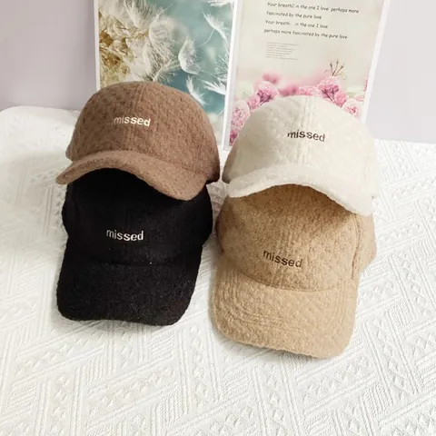 Winter Warme Boucle Baseballkappe Damen Herren Koreanische Buchstaben Stickerei Verstellbare Lässige Snapback Hut Für Herbst Winter Outdoor