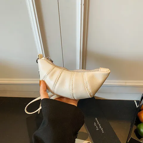 Sac Croissant en Cuir PU Froncé Mini pour Femmes Design Niche Coréenne Petit Sac Bandoulière Sac à Épaule Plissé Chic Quotidien