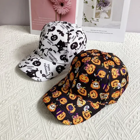 Berretto da Baseball di Halloween Regolabile Hip Hop Zucca Fantasma Pipistrello Stampa per Uomo Donna Festival Festa Copricapo